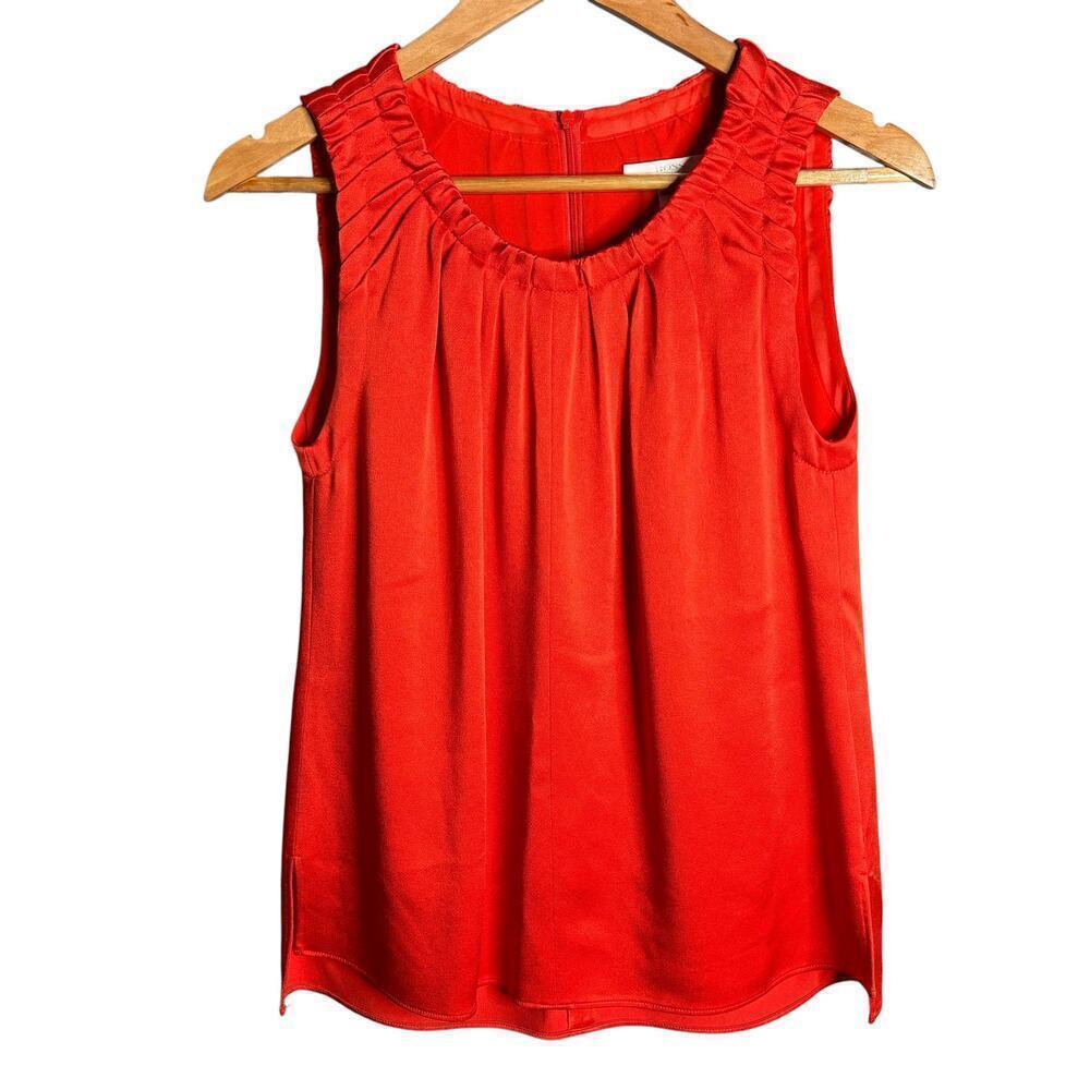 Hugo Boss Ivanica Shirred Sleeveless Top Sunset Orange Size 4 - Picture 3 of 7